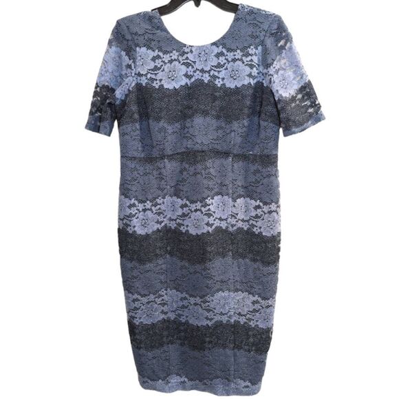 A Pea in the pod Maternity Blue floral Lace formal short sleeve shift dress S - Picture 2 of 6